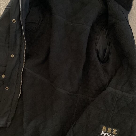 BARBOUR Arrow Quilted Removable Hooded Parka Jacket SZ 14 Black CLASSIC PREPPY - Picture 10 of 10